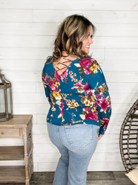 "Antonia" Long Sleeve Floral with Criss Cross Back Design