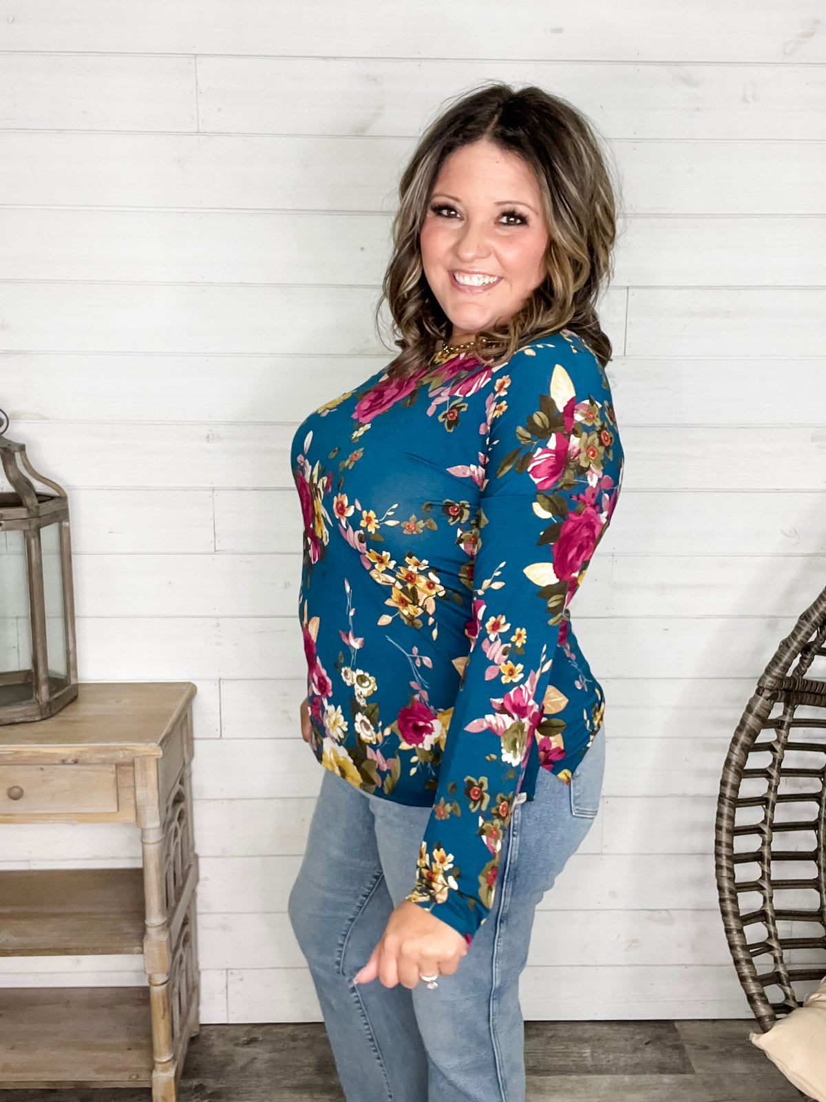 "Antonia" Long Sleeve Floral with Criss Cross Back Design