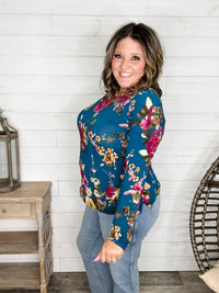 "Antonia" Long Sleeve Floral with Criss Cross Back Design