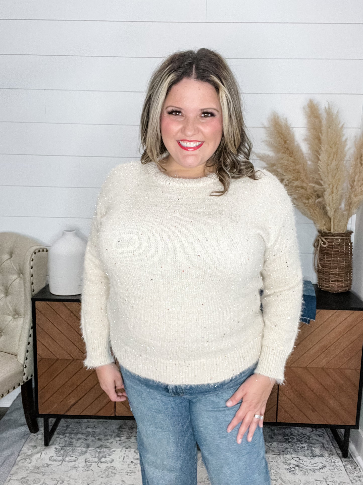 "Brilliant" Sweater with Rainbow Sequin Detail