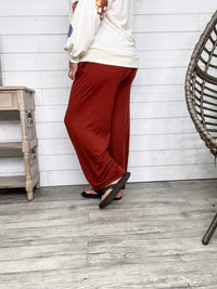 Smocked Waistband Lounge Pants (Olive and Rust)