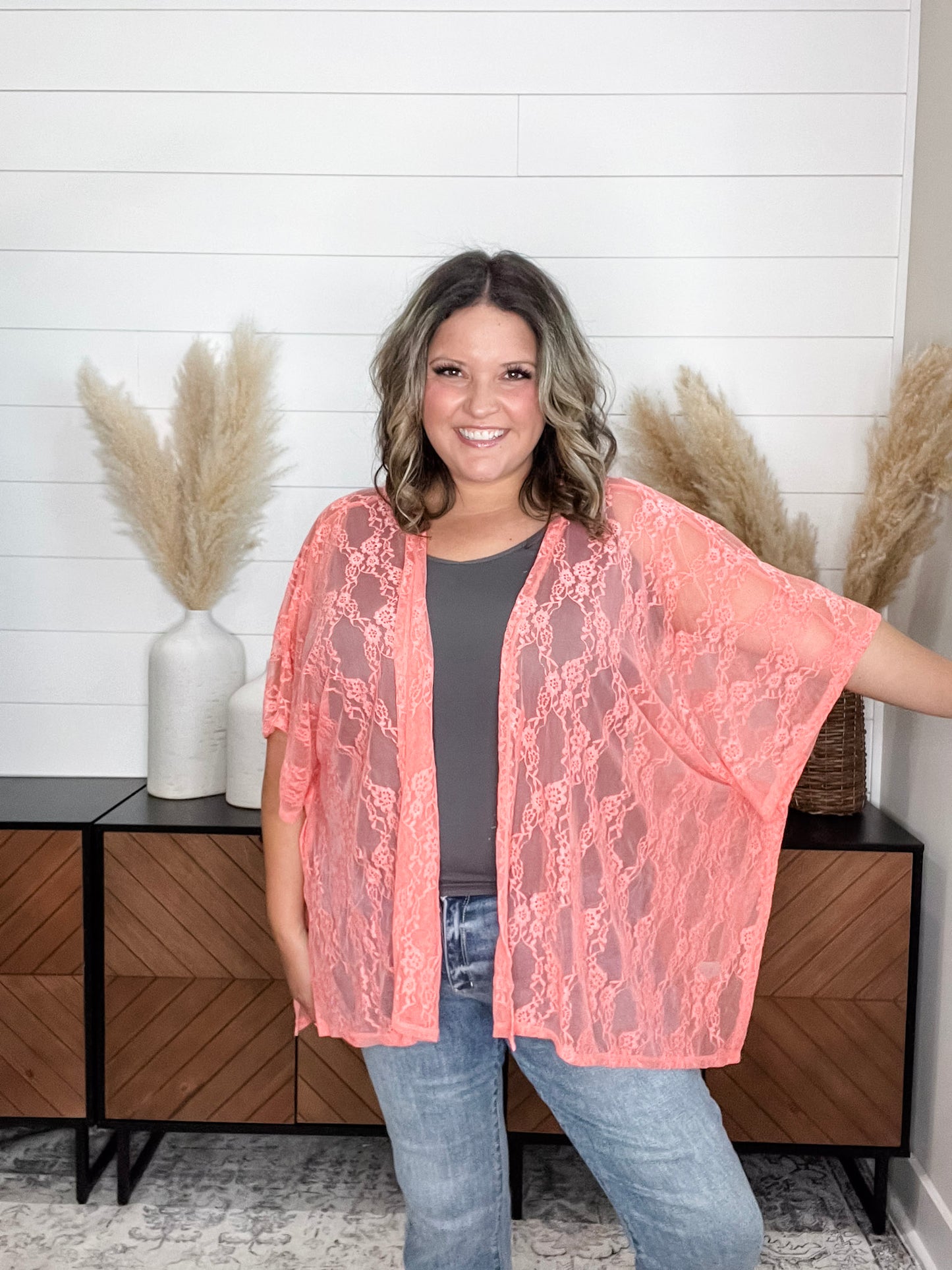 "Over It" Lace Short Sleeve High Low Cover Up