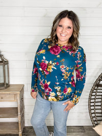 "Antonia" Long Sleeve Floral with Criss Cross Back Design