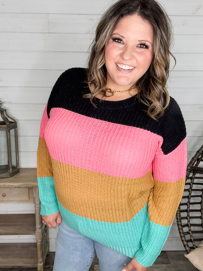 "Aftershock" Long Sleeve Round Neck Sweater