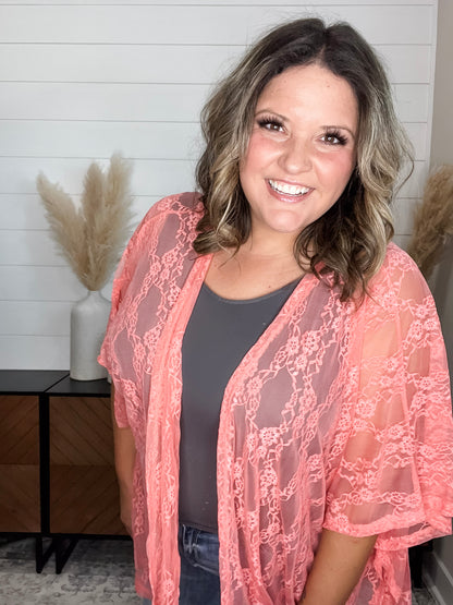 "Over It" Lace Short Sleeve High Low Cover Up