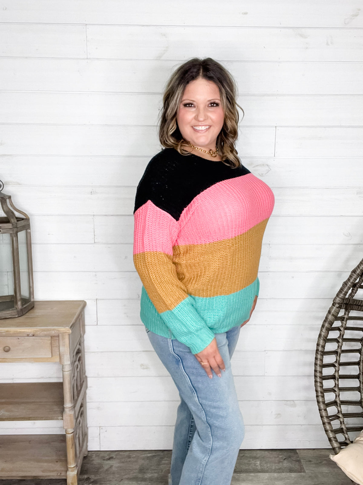 "Aftershock" Long Sleeve Round Neck Sweater