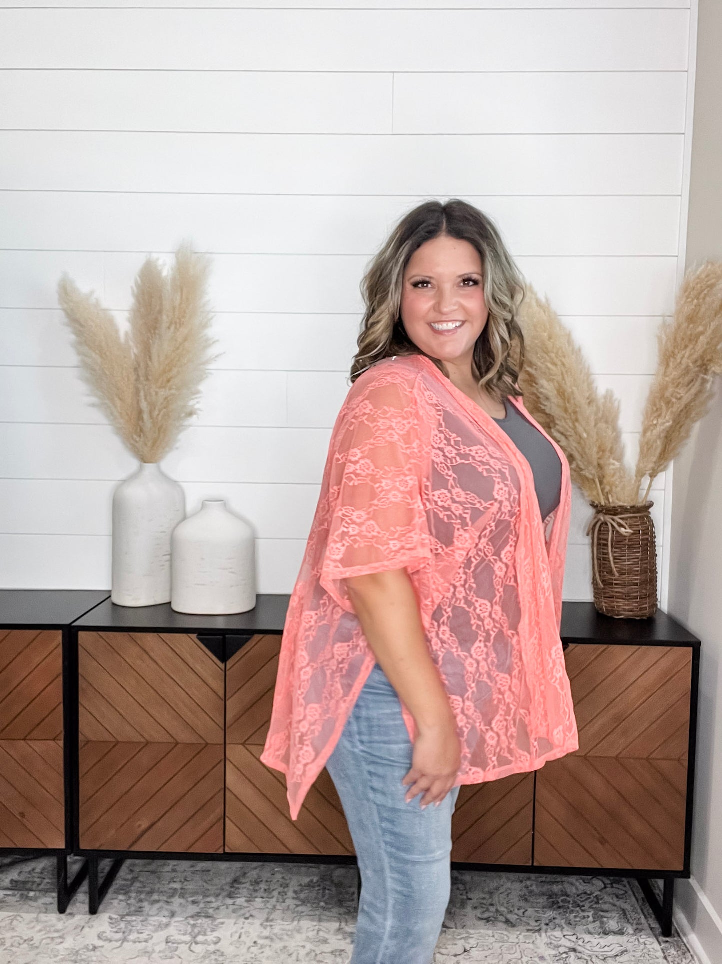 "Over It" Lace Short Sleeve High Low Cover Up