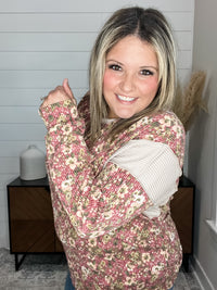 "Sparse" Floral Thermal Knit Top