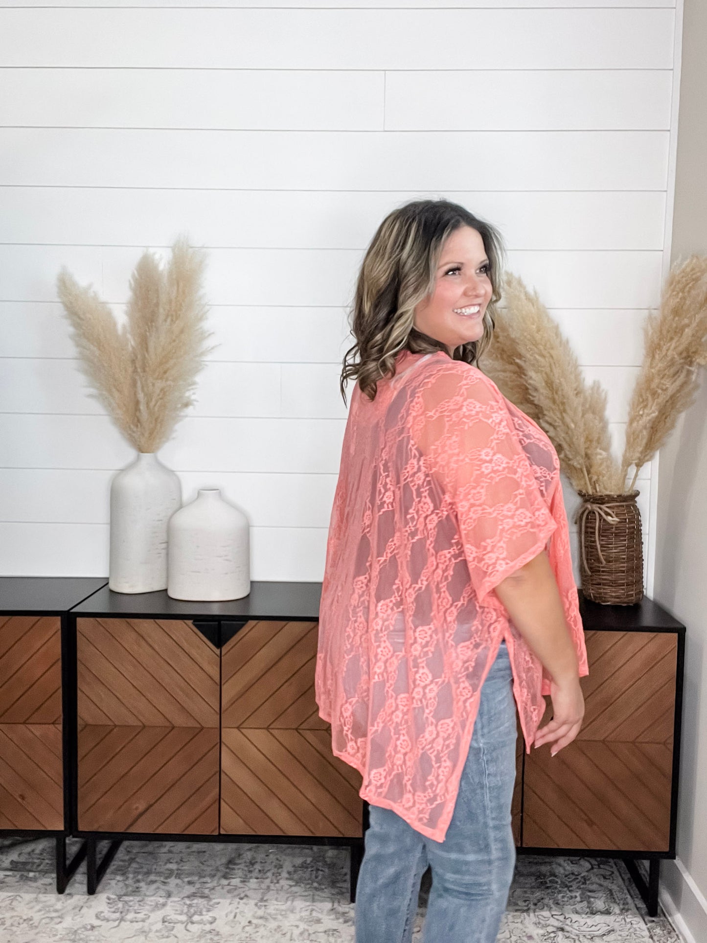 "Over It" Lace Short Sleeve High Low Cover Up