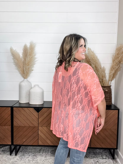 "Over It" Lace Short Sleeve High Low Cover Up