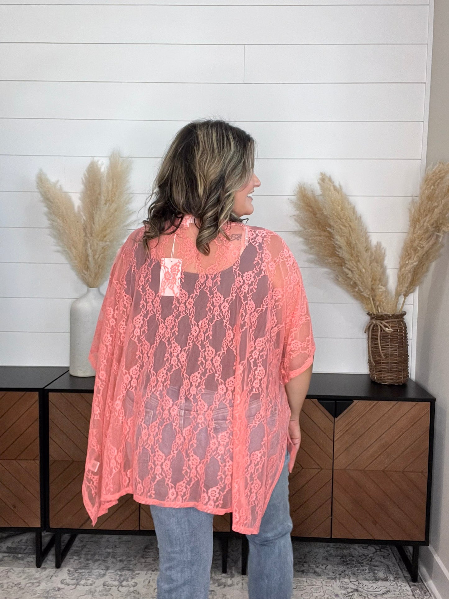 "Over It" Lace Short Sleeve High Low Cover Up