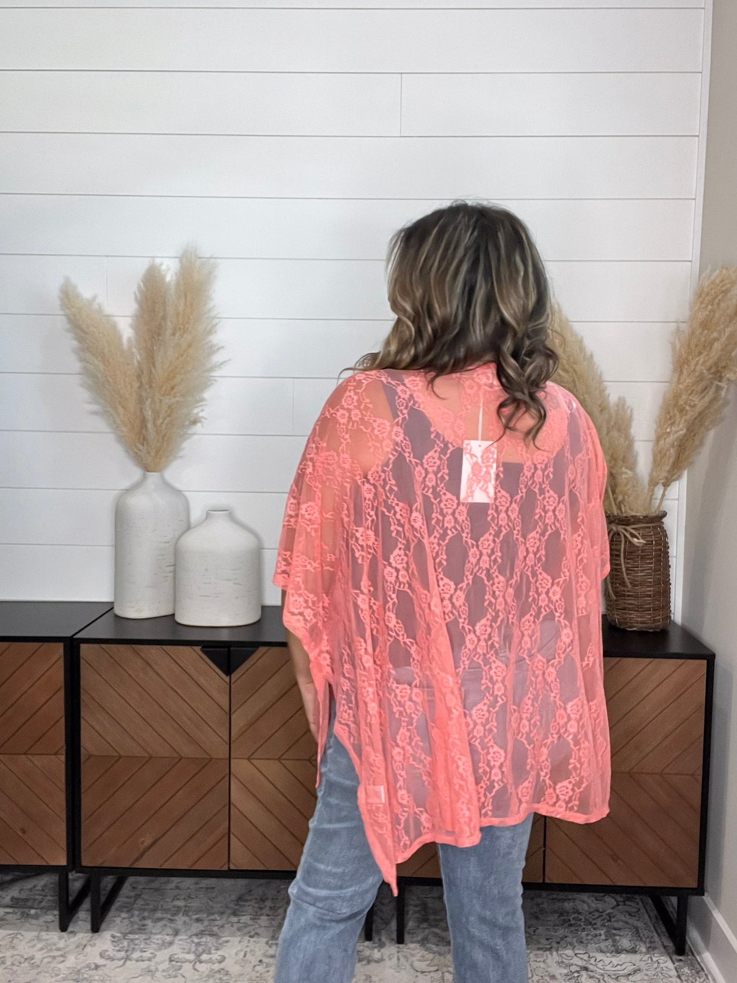 "Over It" Lace Short Sleeve High Low Cover Up