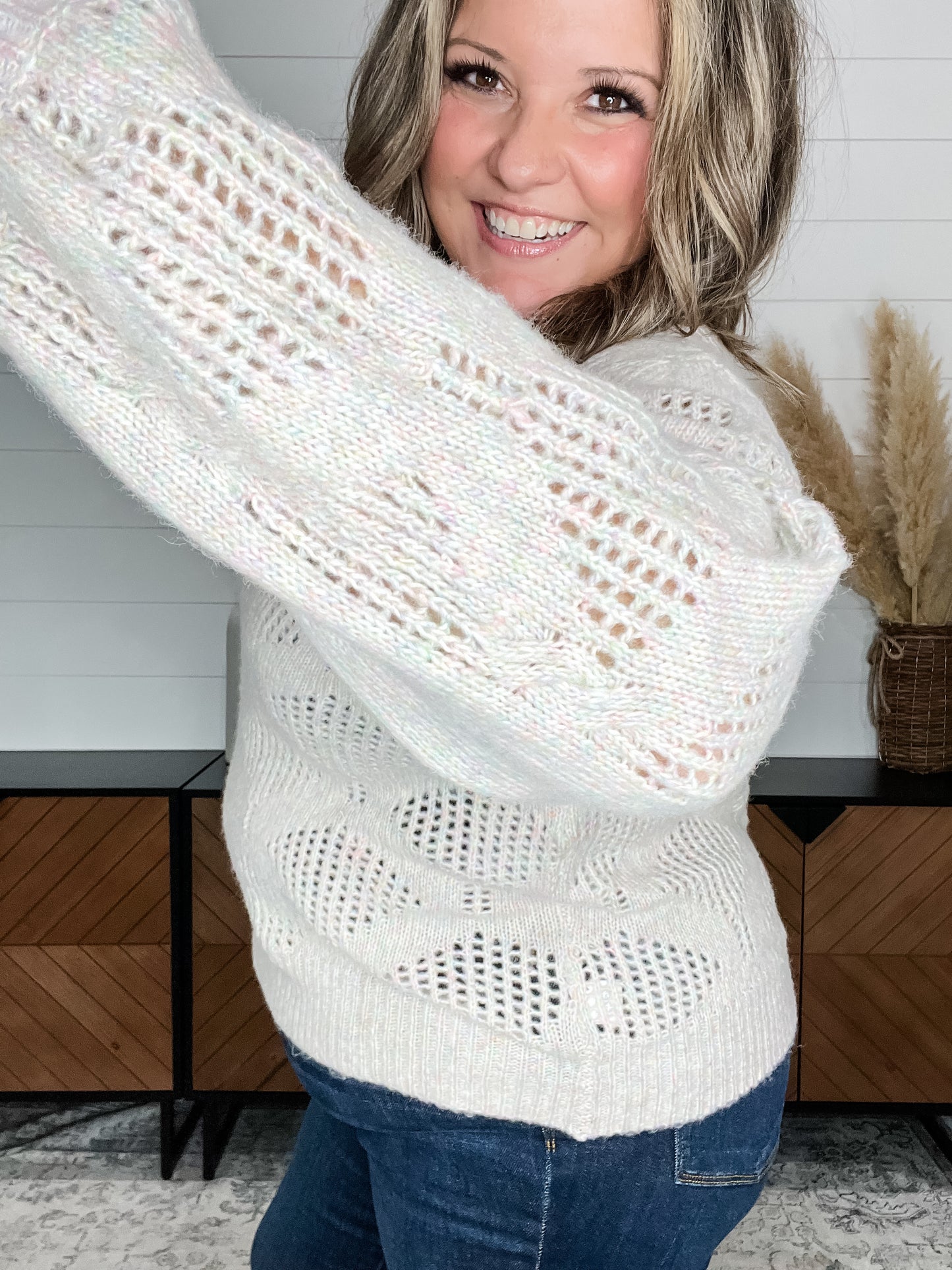 "Hop Along" Wide Weft Long Sleeve Sweater