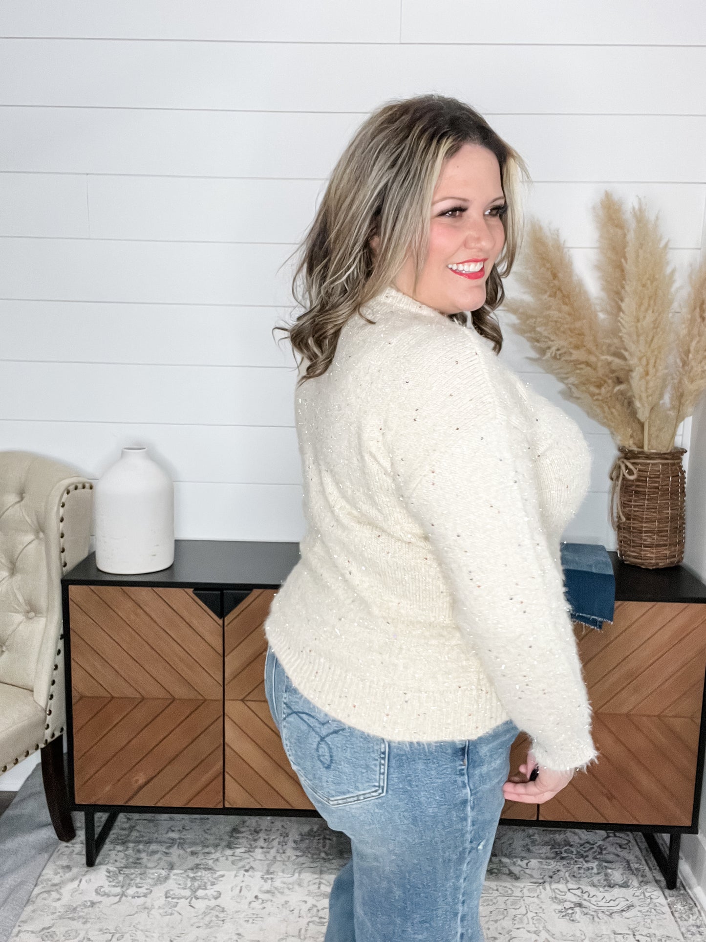 "Brilliant" Sweater with Rainbow Sequin Detail