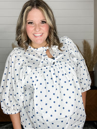 "Imagine" Puff Sleeve with Gathered Yoke annd Ribbon Tie