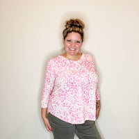 "Without A Doubt" 3/4 Sleeve Animal Print V Neck