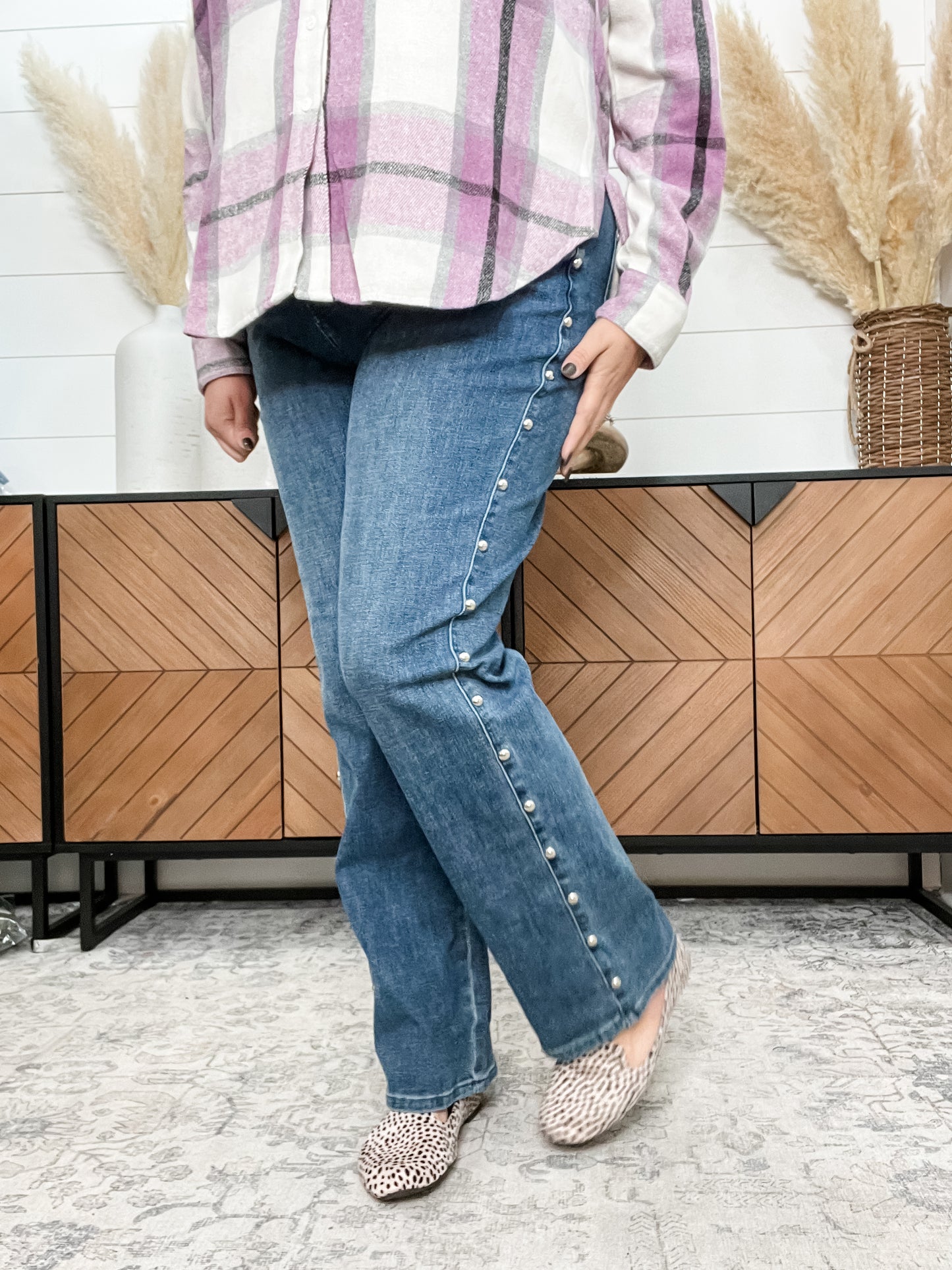 Judy Blue "Tell Me About It" Stud Straight Leg  Jeans
