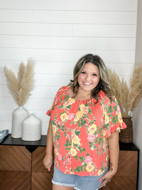 "Channing" Off the Shoulder Peasant Style with Faux Buttons
