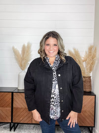 "Shake It Off" Black Denim Jacket with Fringe