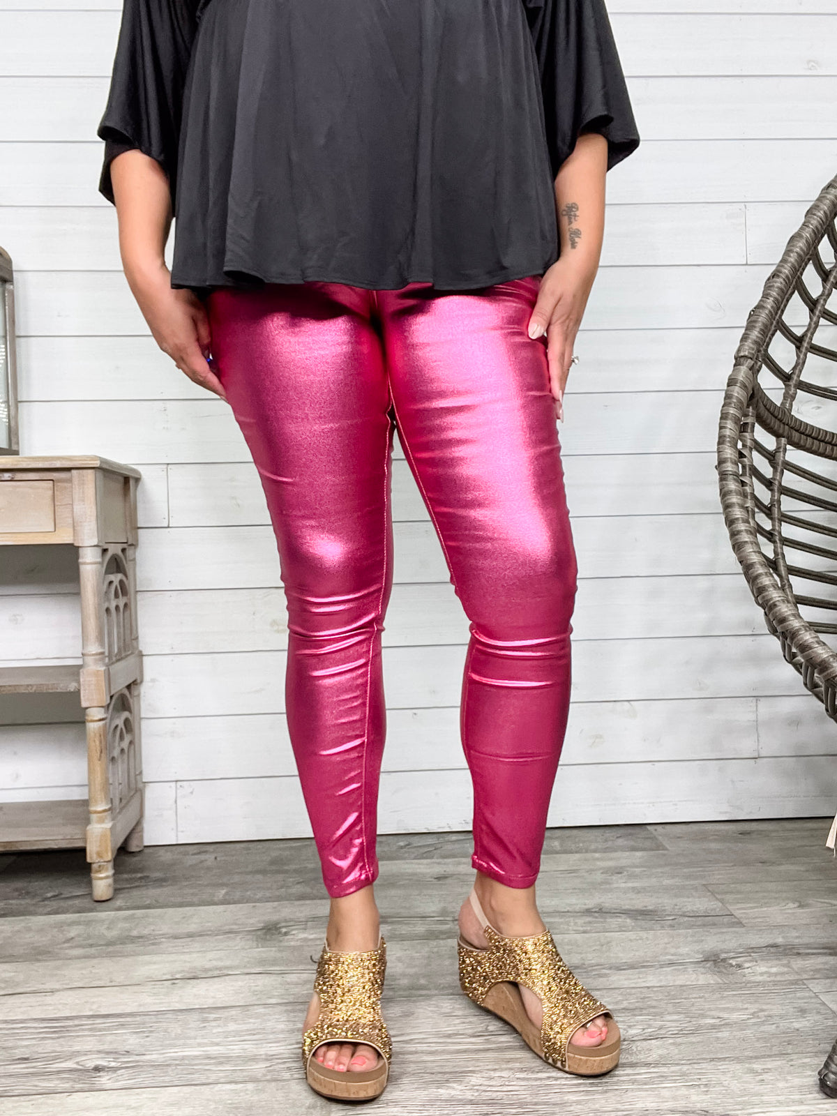 YMI hyperstretch Metallic Skinny (Hot Pink)