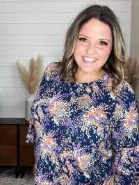 Dear Scarlett "Mckinley" Floral Round Neck Double Ruffle Sleeve