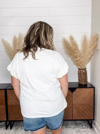 "Wonderment" Ruffle Sleeve Tee (Off White)