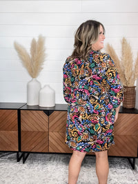Dear Scarlett "Phosphorus" 3/4 Sleeve Split Neck Dress with Pockets