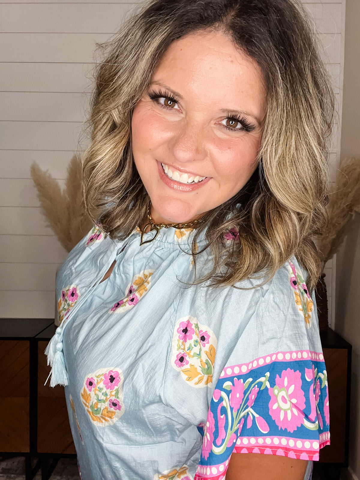 "Lakeview" Floral Ruffle Collar with Front Tie