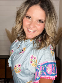"Lakeview" Floral Ruffle Collar with Front Tie