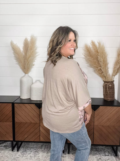 "Belgrade" 3/4 Sleeve Boxy Top with Criss Cross Front