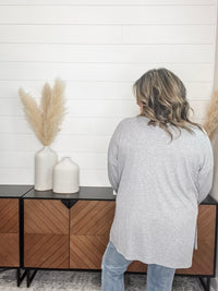 Dear Scarlett Ribbed Cardigan (Heather Grey)