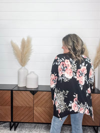 "Double Down" Floral and Animal Print Shark Bite Tunic with Pockets