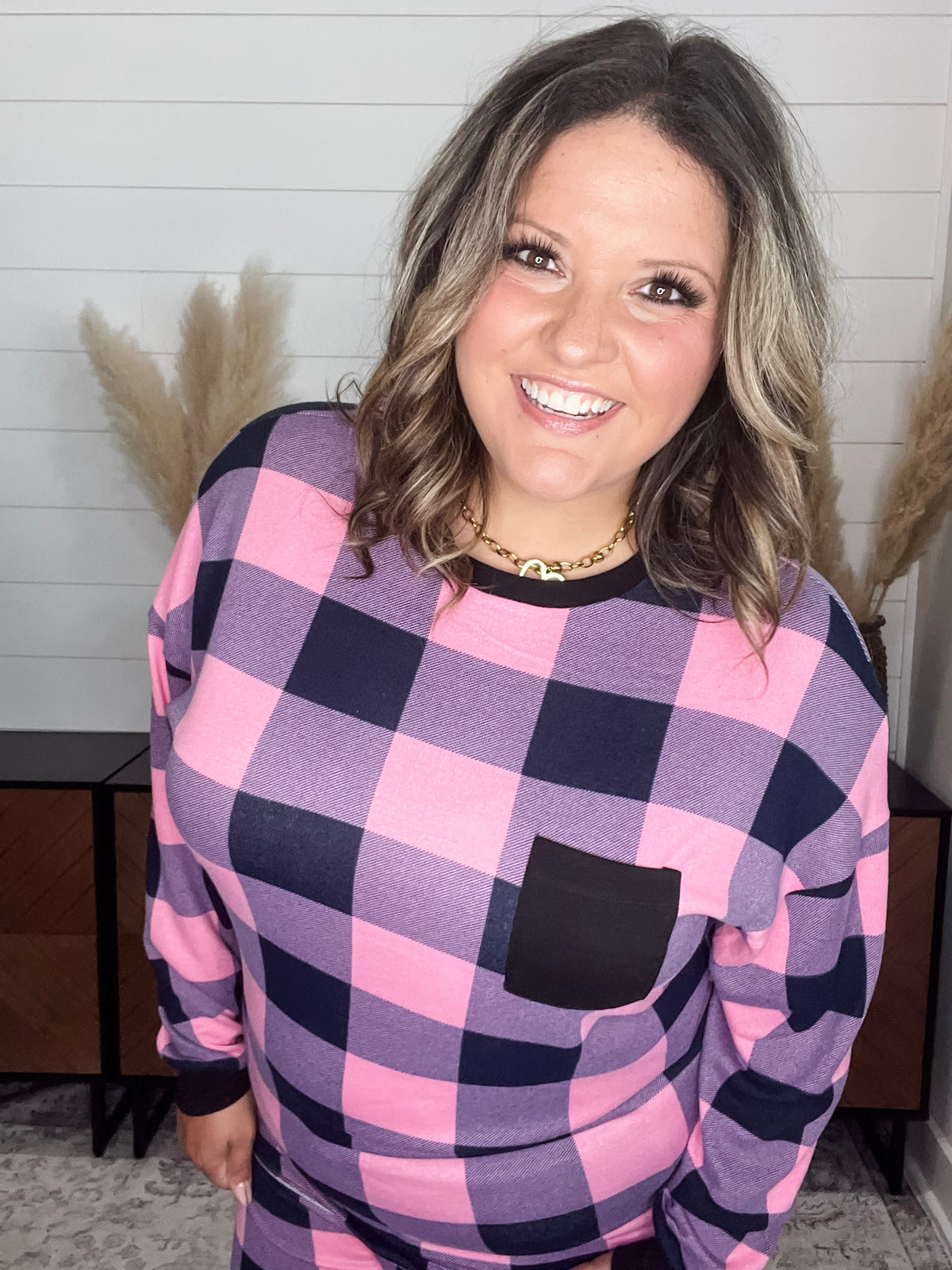 "Comfy" Plaid Lounge Set with Pockets