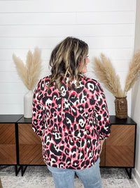 Dear Scarlett "Kiefer" Animal Print Lizzy 3/4 Sleeve Split Neck