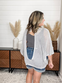 "Added Touch" Loose Knit Cover Up Top (Silver)