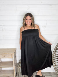 Smocked Waist Maxi Skirt / Tube Dress with Pockets
