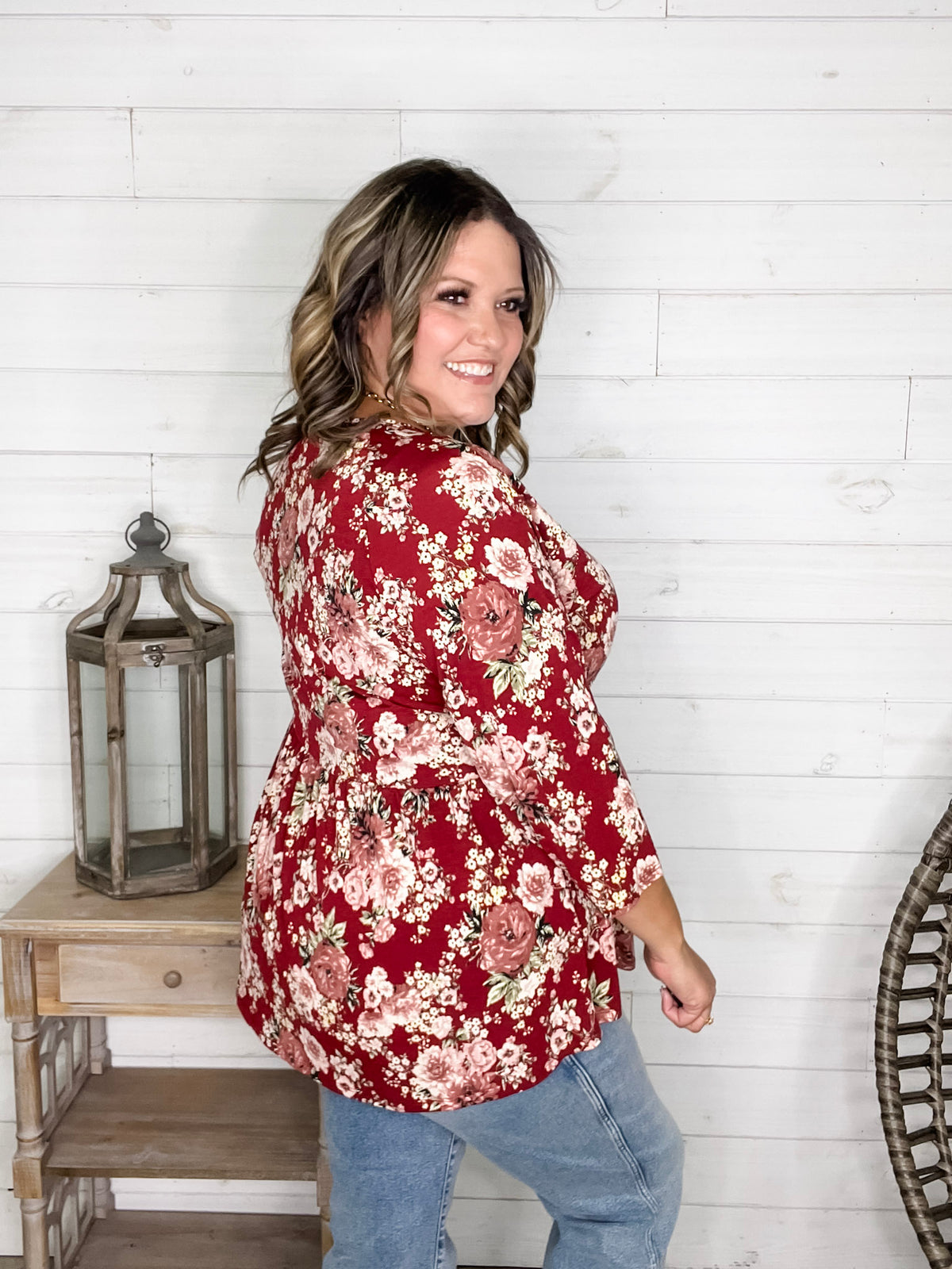 Dear Scarlett "Tammie" Floral 3/4 Sleeve Babydoll