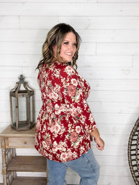 Dear Scarlett "Tammie" Floral 3/4 Sleeve Babydoll