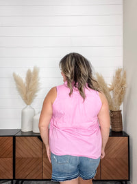 "Kailyn" Pintuck Sleeveless Button Up
