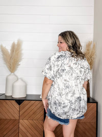 "Touch Of Sass" Bubble Short Sleeve Split Neck