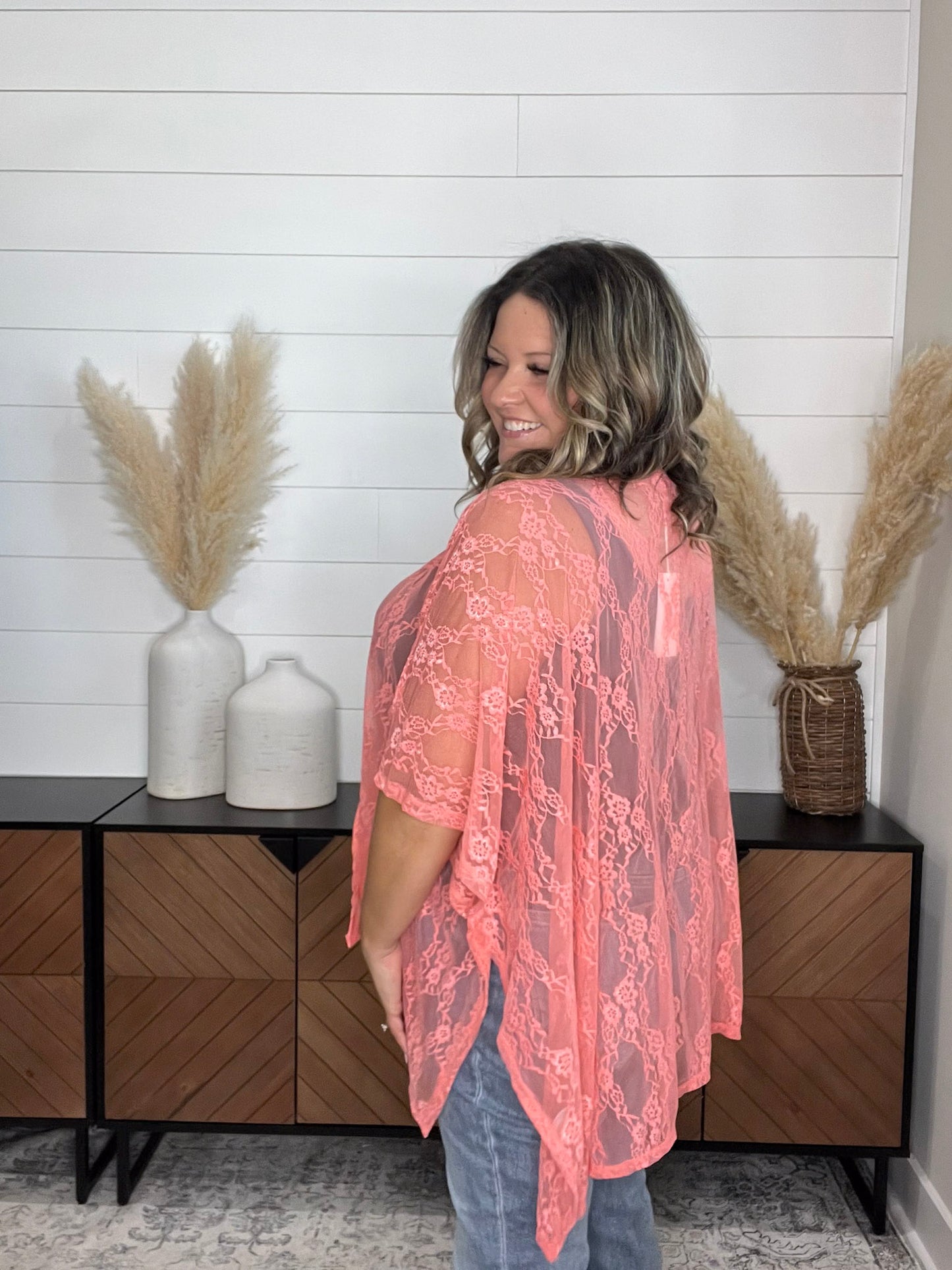 "Over It" Lace Short Sleeve High Low Cover Up