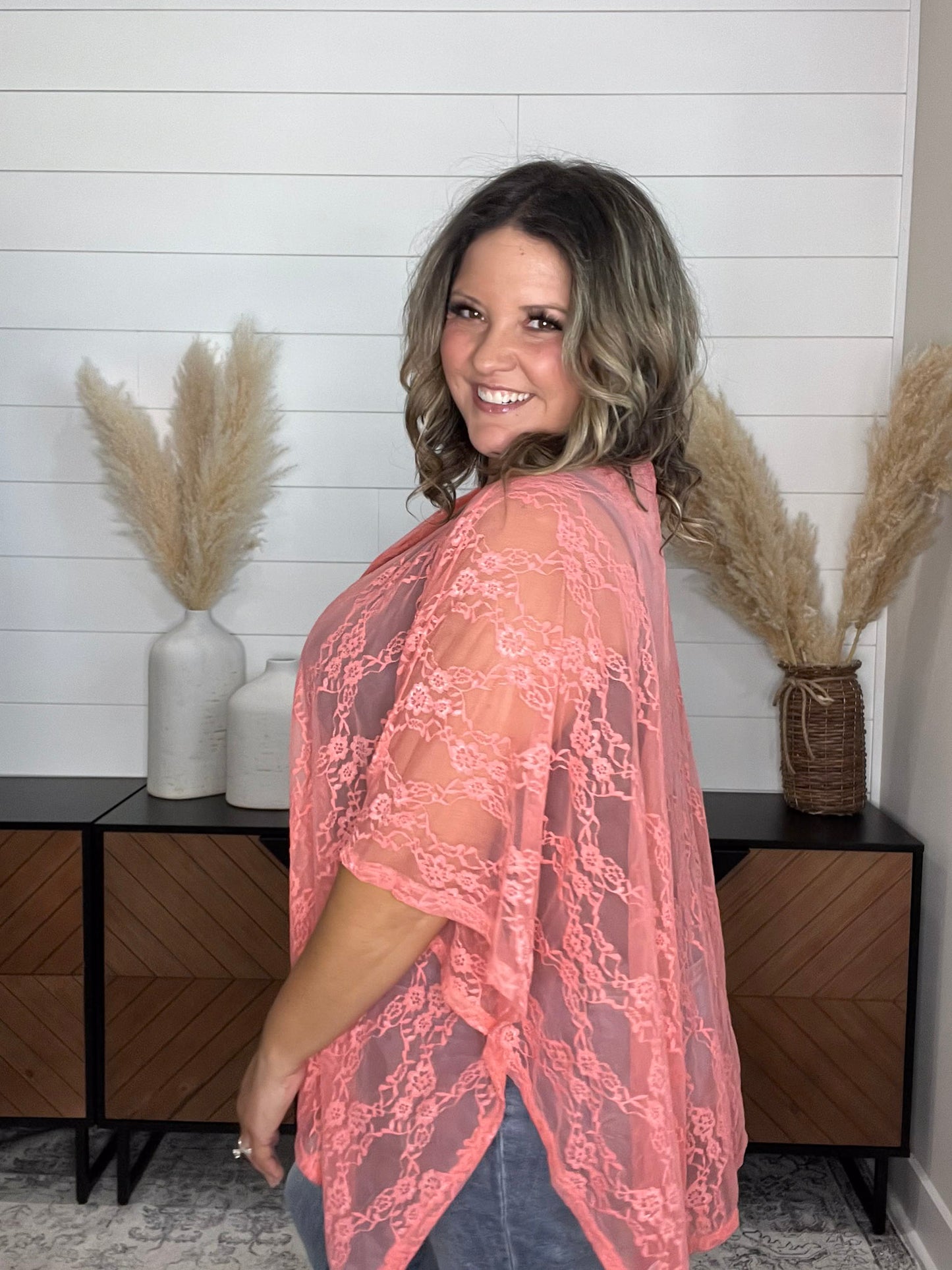 "Over It" Lace Short Sleeve High Low Cover Up