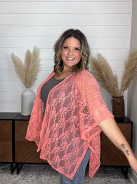 "Over It" Lace Short Sleeve High Low Cover Up
