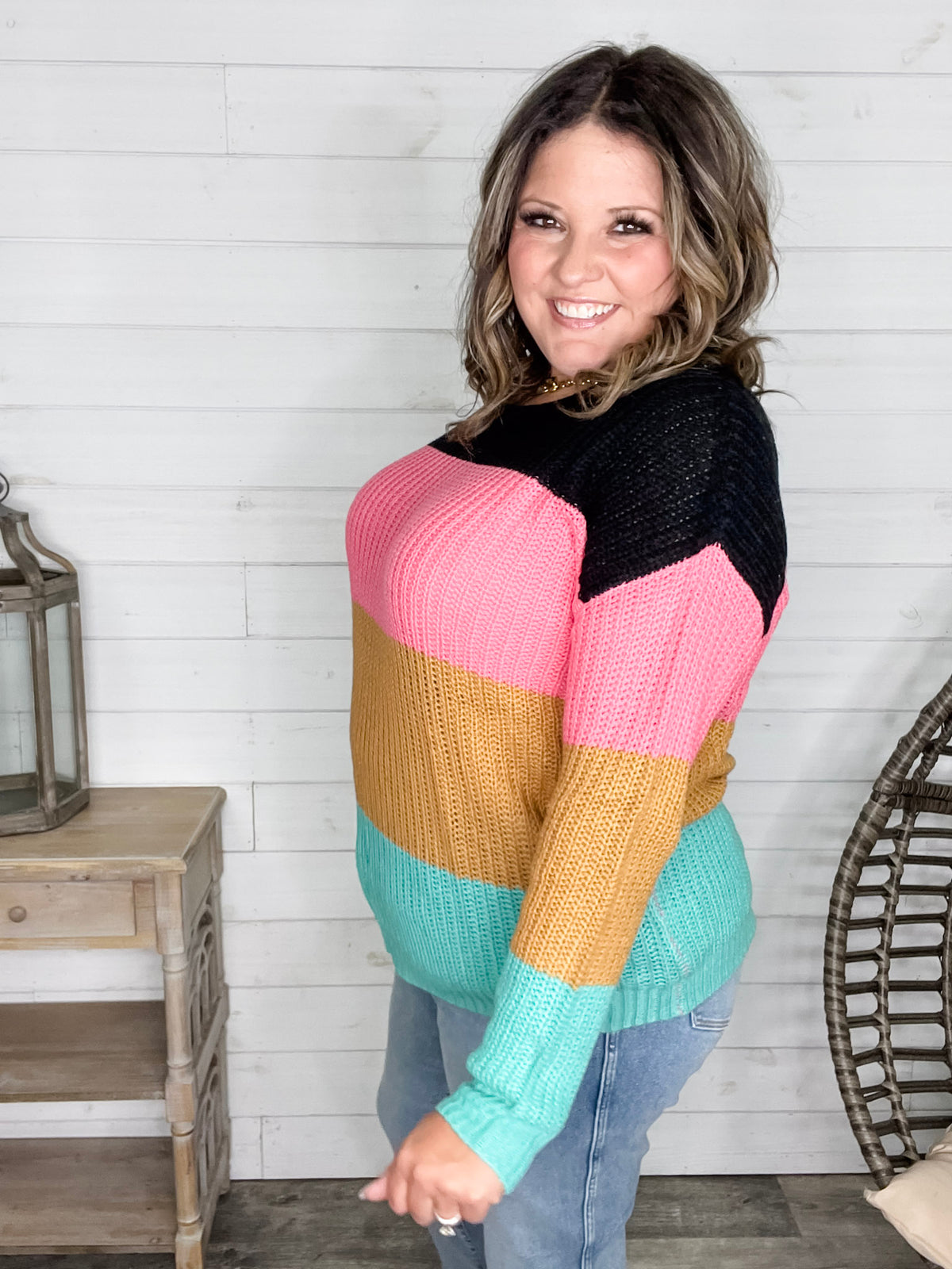 "Aftershock" Long Sleeve Round Neck Sweater