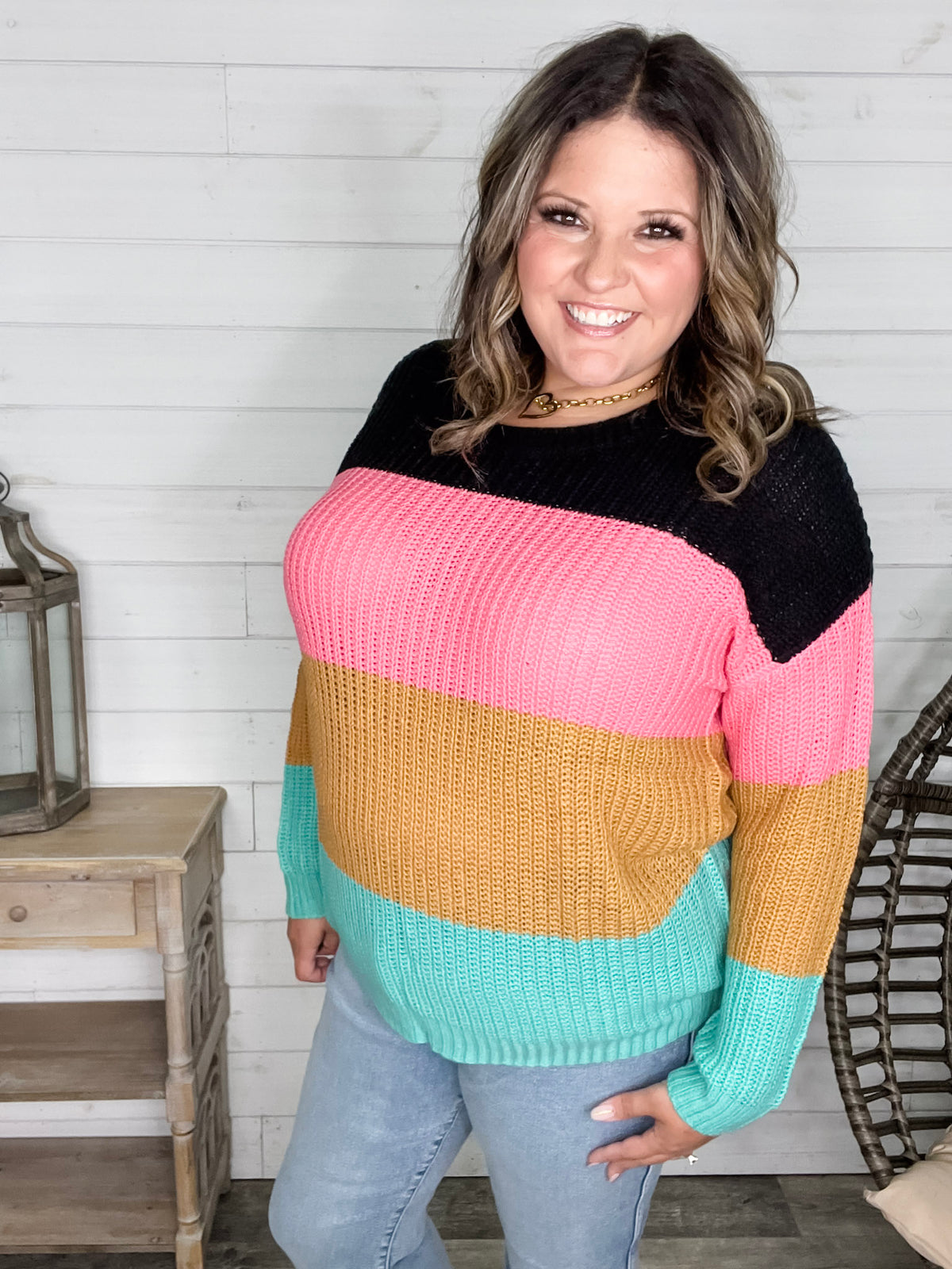 "Aftershock" Long Sleeve Round Neck Sweater