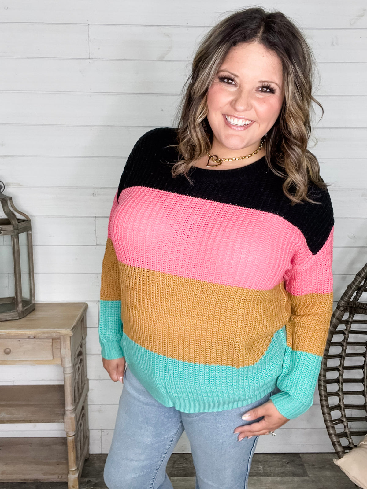 "Aftershock" Long Sleeve Round Neck Sweater