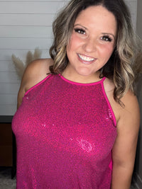 "All Dressed Up" Sparkle Front Halter Tank