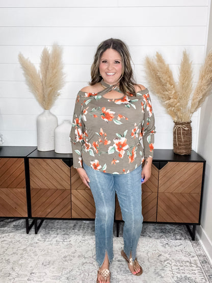 Judy Blue "Boho Sass" Front Slit Straight Leg Jeans