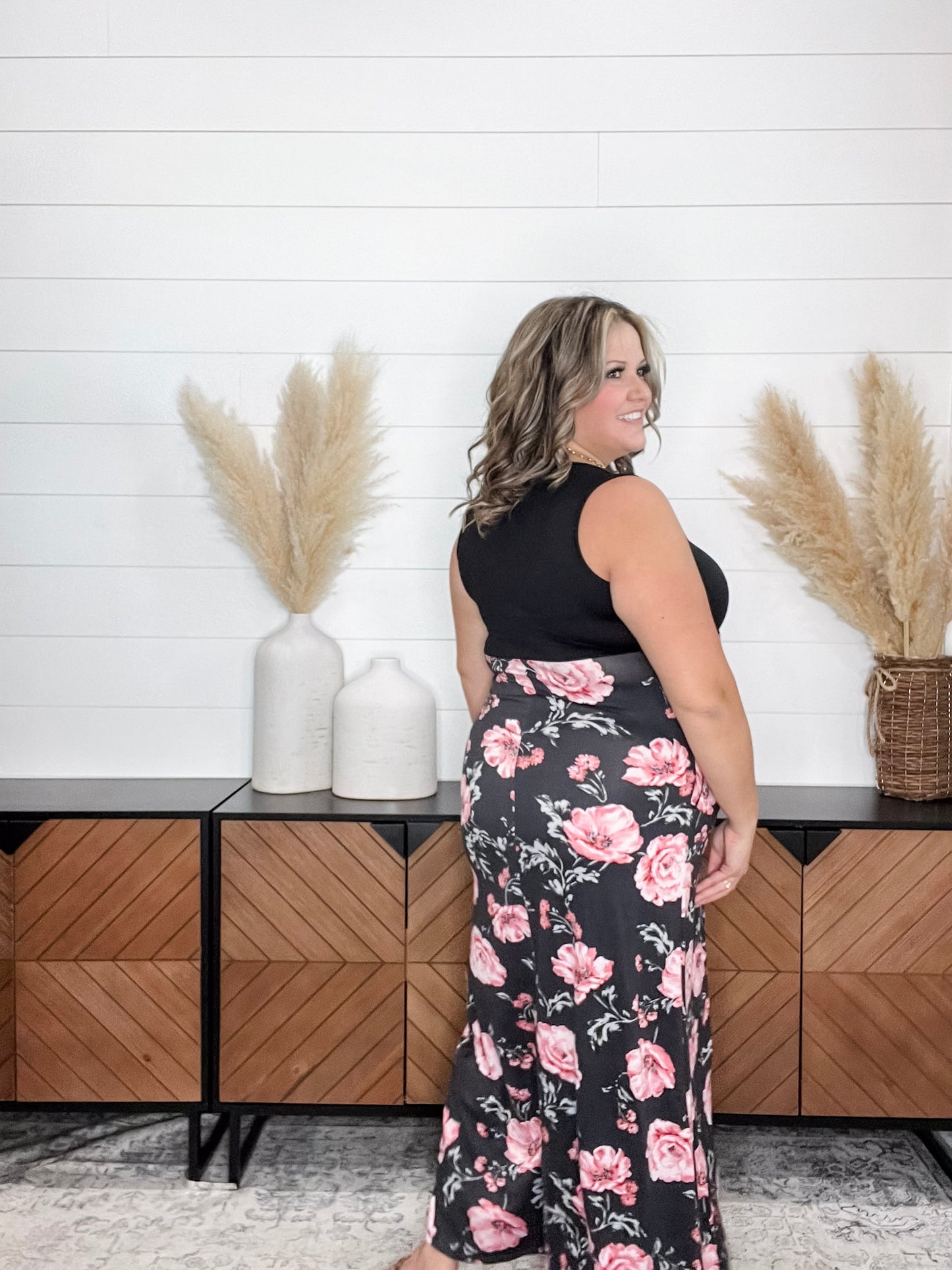 Floral Skirt Tank Maxi Dress with Pockets