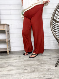 Smocked Waistband Lounge Pants (Olive and Rust)